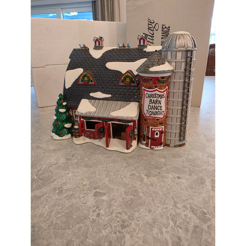 Department 56 Snow Village Christmas Barn Dance Lighted Building 54910 Barn Silo